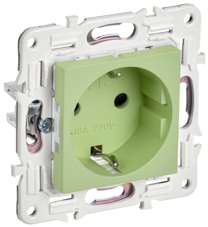 Картинка IEK SKANDY Мятный Розетка с/з с защитными шторками 16А SK-R04G (SK-R14-16-K06) в интернет-магазине Форум Электро в Москве