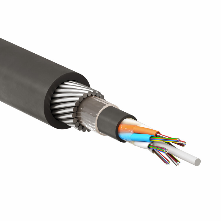 DKC Кабель волоконно-оптический, модульный, бронированный стальными прутками, для прокладки в грунт, PE, 48 ОВ, категория OM2 (G.651.1), 80 кН. (RNSW8XMT2C48PE) превью в интернет-магазине электрики Форум Электро в Москве