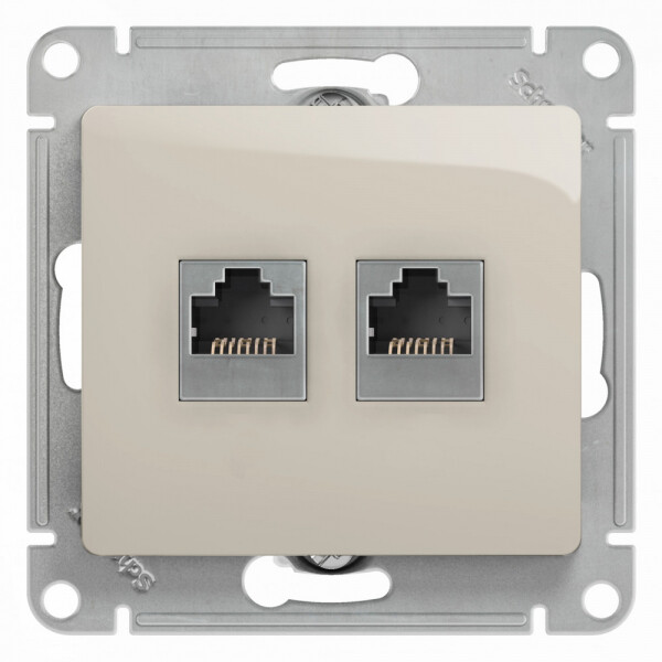 Картинка Systeme Electric Glossa Молочный Розетка 2-ая RJ11+RJ45, кат.5E (GSL000985) в интернет-магазине Форум Электро в Москве