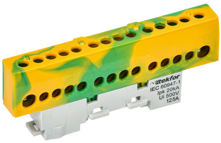 TEKFOR Шина PE "земля" изол. на унив. держ. 8х12-14-ЖЗ IEK (TF-NN20-14-KL-K52) превью в интернет-магазине электрики Форум Электро в Москве