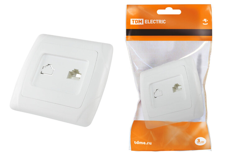 Картинка TDM Розетка компьютерная RJ45 белая "Онега" (SQ1805-0022) в интернет-магазине Форум Электро в Москве