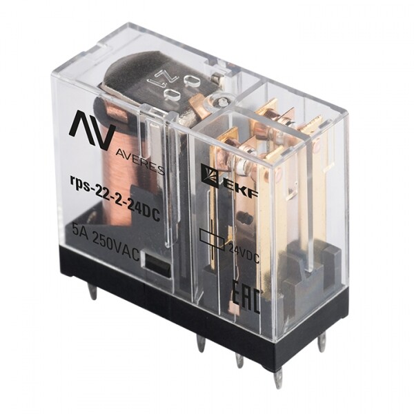 EKF Averes Реле промежуточное slim 22/2 5A 24В DC (rps-22-2-24DC) превью в интернет-магазине электрики Форум Электро в Москве