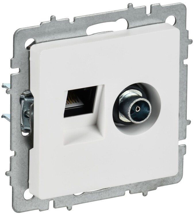 IEK BRITE Роз. двойная TV+RJ45 кат.5E РТВ/РК12-БрАБ а/б (BR-AK20-1-K91) превью в интернет-магазине электрики Форум Электро в Москве