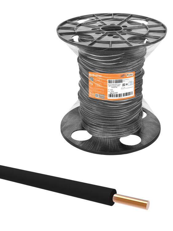 Провод ПуВнг(А)-LS 1х10,0 ГОСТна катушке (150м), черный TDM (SQ0124-0129) превью в интернет-магазине электрики Форум Электро в Москве