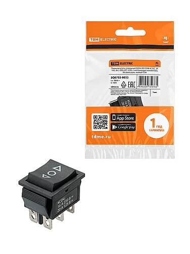 Картинка TDM KCD4-203 250В AC/DC, 2P, 16А, (6с), (ON)-OFF-(ON) с нейтралью, без фиксации, черный (SQ0703-0053) в интернет-магазине Форум Электро в Москве