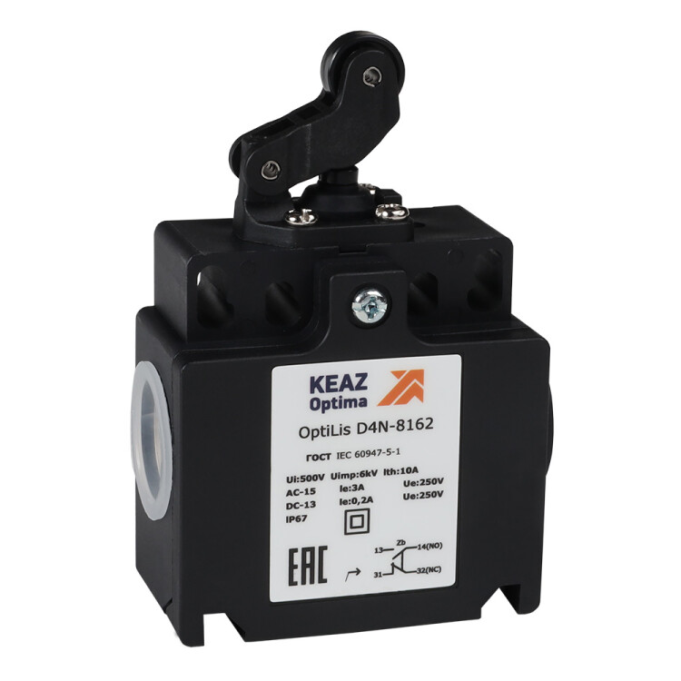 КЭАЗ Выключатель концевой OptiLiS D4N-8162 рычаг роликовый горизонтальное перемещение EN 50047 XCKT2121P16 (365316) превью в интернет-магазине электрики Форум Электро в Москве КЭАЗ Выключатель концевой OptiLiS D4N-8162 рычаг роликовый горизонтальное перемещение EN 50047 XCKT2121P16 (365316) превью в интернет-магазине электрики Форум Электро в Москве