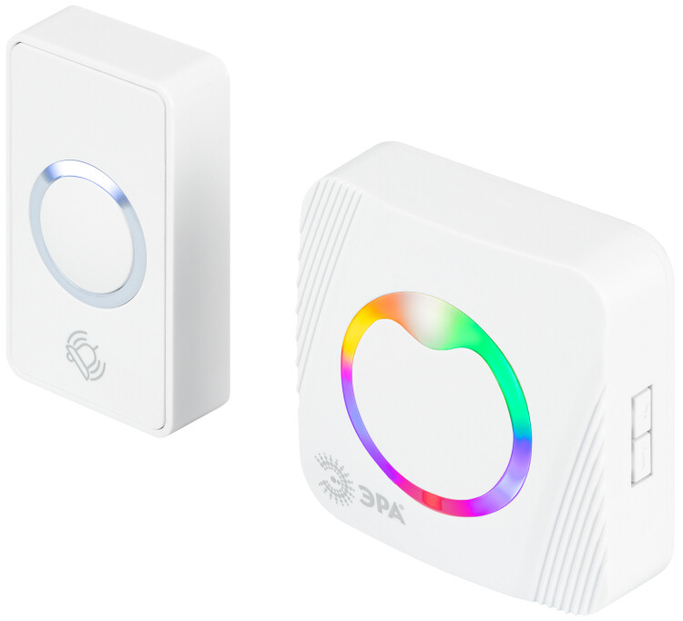 Звонок дверной ЭРА POLYCOLOR C100 беспроводной RGB подсветка белый 36 мелодий (Б0069995) превью в интернет-магазине электрики Форум Электро в Москве