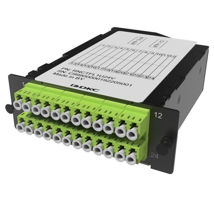 DKC Претерминированная кассета 24ОВ 50/125 OM5, 2xMTP(12)f/12xLC Duplex, 1 HU (RNCTFL1U24V) превью в интернет-магазине электрики Форум Электро в Москве