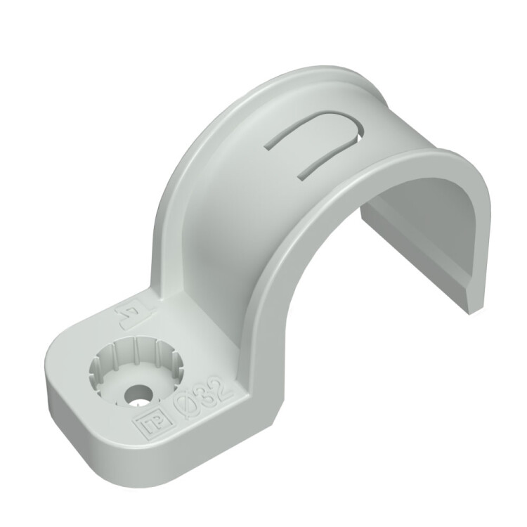 Промрукав Крепеж-скоба пластиковая односторонняя для прямого монтажа атмосферостойкая серая в п/э d32 мм (5шт/300шт уп/кор) (PR13.0400) превью в интернет-магазине электрики Форум Электро в Москве