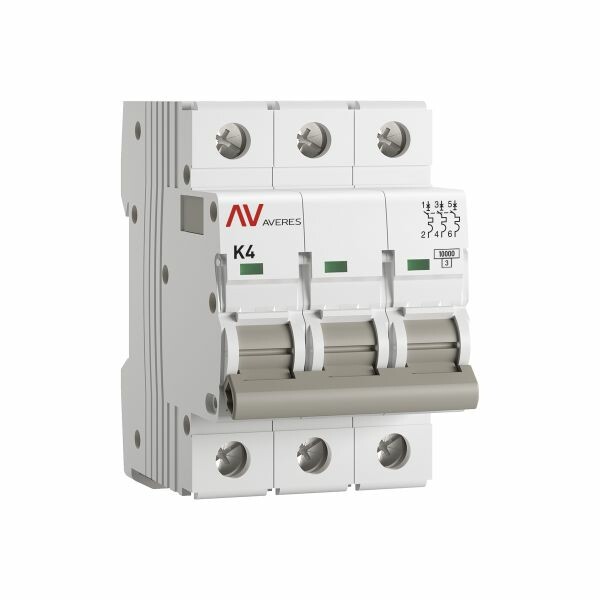 EKF AVERES Выключатель автоматический AV-10 3P 4A (K) 10kA (mcb10-3-04K-av) превью в интернет-магазине электрики Форум Электро в Москве