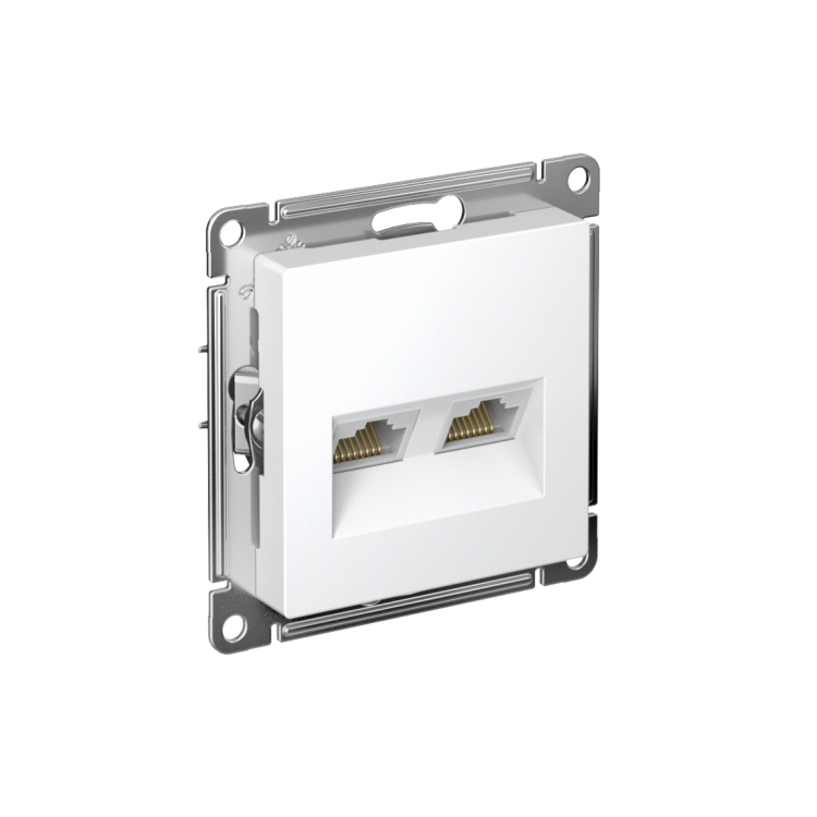 Картинка ATLASDESIGN РОЗЕТКА двойная компьютерная RJ45+RJ45, кат.5E, механизм, ЛОТОС (ATN001385) в интернет-магазине Форум Электро в Москве