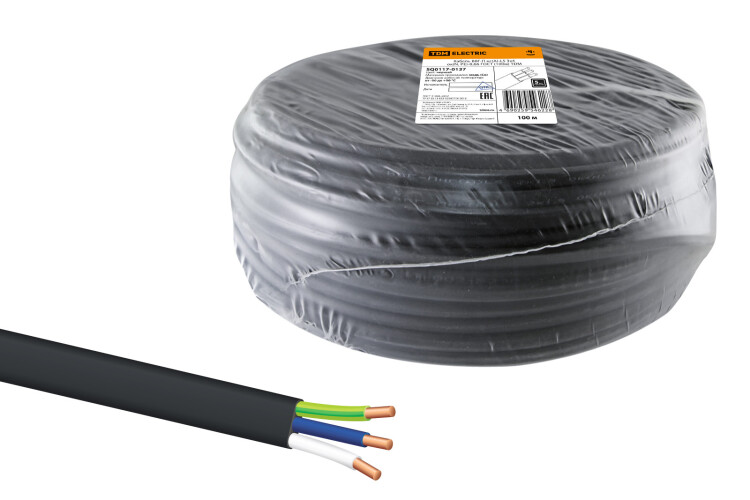 Электро кабельВВГнг(А)-LS3х4ок(N,PE)-0,66(100м)плоскийTDM (SQ0117-0137) превью в интернет-магазине электрики Форум Электро в Москве