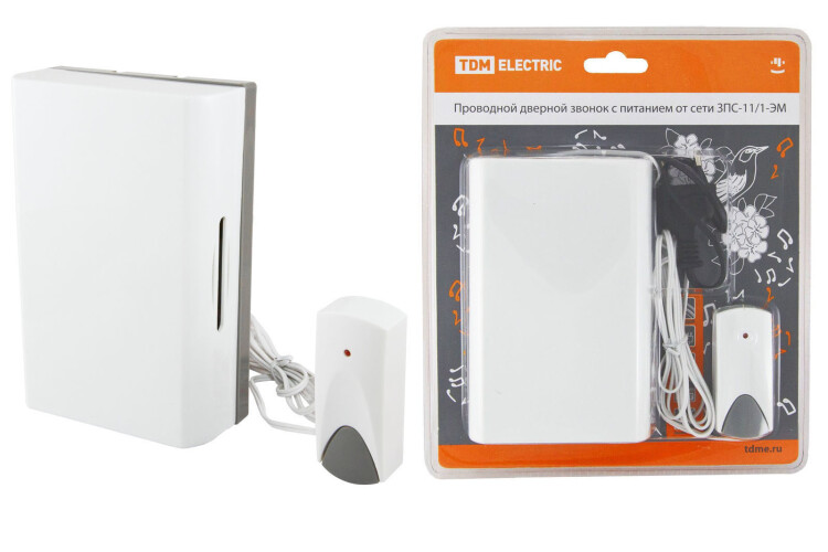 TDM Звонок проводной в эл.сеть ЗПС-11/1-ЭМ (эл.мех, кнопка IP30, AC 230V) (SQ1901-0017) превью в интернет-магазине электрики Форум Электро в Москве