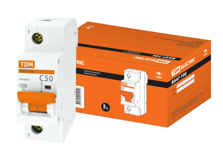 TDM Авт. выкл. ВА47-100 1Р 50А 10кА х-ка С
