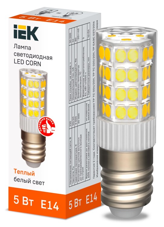IEK Лампа LED CORN капсула 5Вт 230В 3000К керамика E14 (LLE-CORN-5-230-30-E14) превью в интернет-магазине электрики Форум Электро в Москве