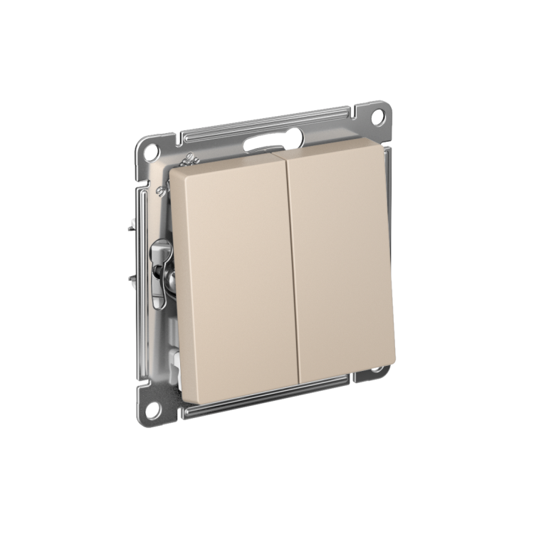 Картинка Systeme Electric AtlasDesign Песочный Выключатель 2-клавишный с самовозвратом, сх.2, 10А, механизм (ATN001217) в интернет-магазине Форум Электро в Москве