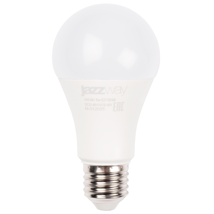 Jazzway Спец. PLED-A60 МО 15w 6500K E27 DC12-48V/AC12-48V (.5050594) превью в интернет-магазине электрики Форум Электро в Москве