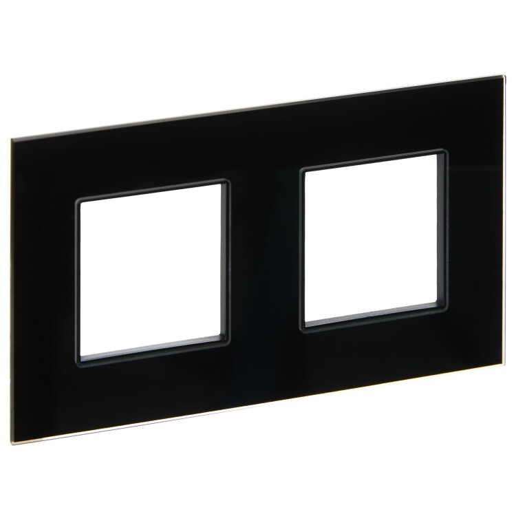 Картинка IEK SKANDY Стекло Черный Рамка 2-ая SK-F22Bl (SK-M22-G-K02) в интернет-магазине Форум Электро в Москве