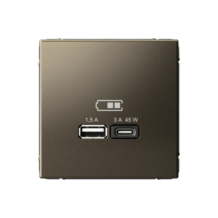 Картинка ARTGALLERY USB РОЗЕТКА A + тип-C 45Вт высокоскор.заряд. QC, PD, механизм, МОККО (GAL000629) в интернет-магазине Форум Электро в Москве