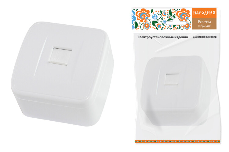 Картинка TDM Розетка компьютерная (RJ-45) открытой установки IP20, белая "Дача" Народная (SQ1824-0011) в интернет-магазине Форум Электро в Москве