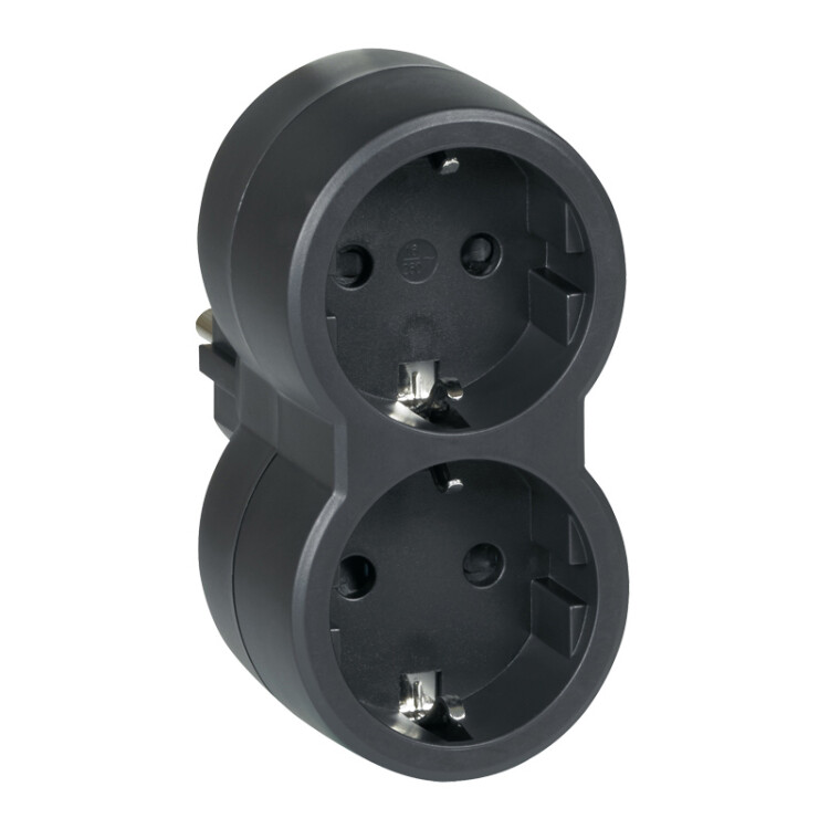 Картинка Legrand/Daccord STANDARD Тройник Т-01/02 2 места 2P+PE 16А вертик. черн. (050511) в интернет-магазине Форум Электро в Москве
