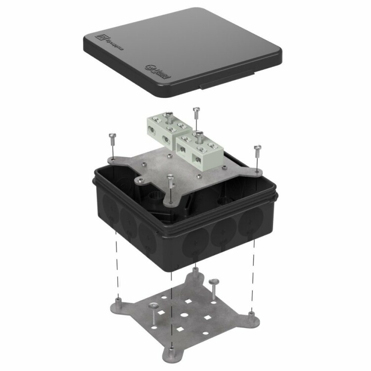 Коробка огнестойкая для о/п двухкомпонентная 60-0303-9005-FR6.0-4-4-Р Е15-Е60 100х100х40 Промрукав (60-0303-9005-FR6.0-4-4-Р) превью в интернет-магазине электрики Форум Электро в Москве
