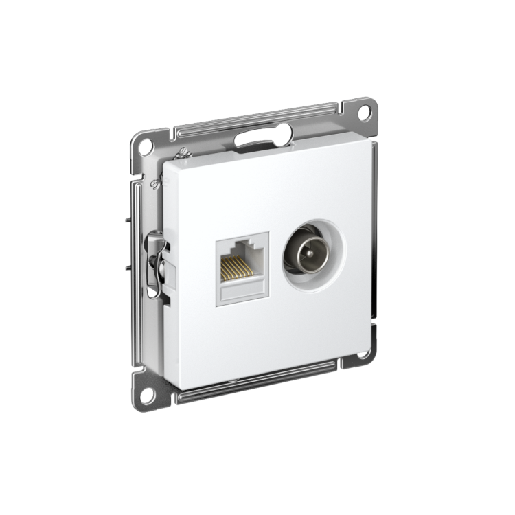 Systeme Electric AtlasDesign Лотос Розетка двойная ТВ + компьютерная RJ45, кат. 5Е (ATN001389) превью в интернет-магазине электрики Форум Электро в Москве