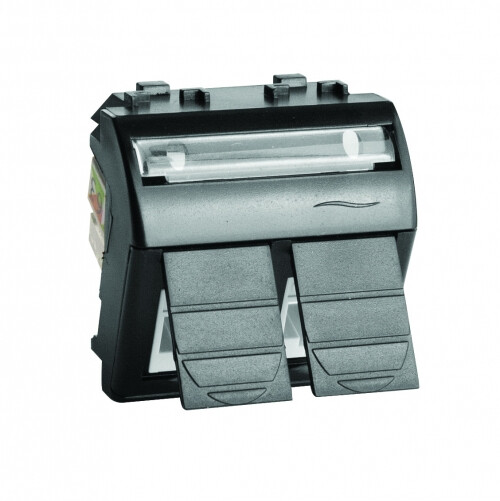 Картинка Компьютерная розетка двойная RJ45 кат.5e, Brava, черная, 2мод (77656N) в интернет-магазине Форум Электро в Москве