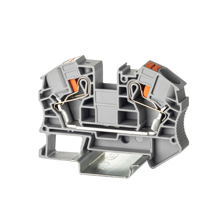 Клемма проходная, зажим push-in, 2 точки подключения, 16 кв.мм, серая (VPR-16-GY) превью в интернет-магазине электрики Форум Электро в Москве