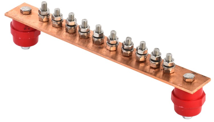 IEK Шина заземляющая главная 300х40х4мм на 10 подключений медь (ZGB10-50-010-300) превью в интернет-магазине электрики Форум Электро в Москве