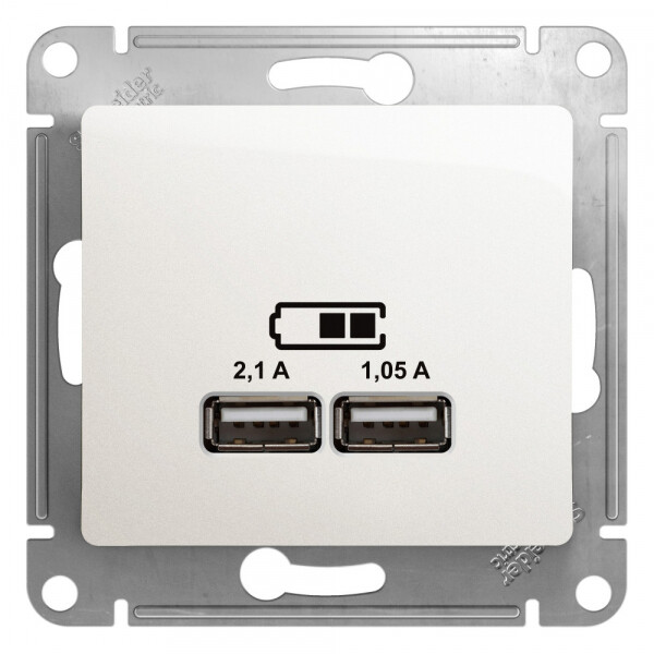 Картинка Systeme Electric Glossa Перламутр Розетка USB 5В/2,1А, 2х5В/1,05А (GSL000633) в интернет-магазине Форум Электро в Москве