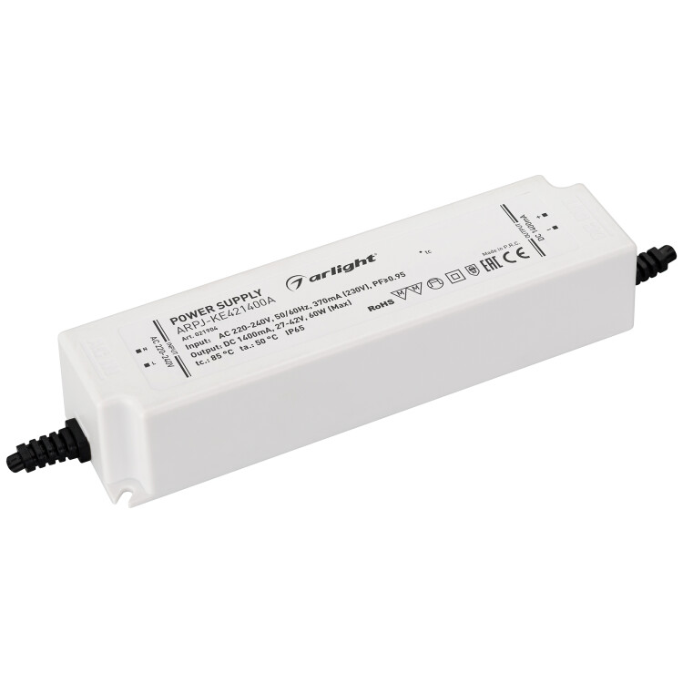 Arlight Блок питания ARPJ-KE421400A (60W, 1400mA, PFC) (IP65 Пластик, 5 лет) (021904) превью в интернет-магазине электрики Форум Электро в Москве Arlight Блок питания ARPJ-KE421400A (60W, 1400mA, PFC) (IP65 Пластик, 5 лет) (021904) превью в интернет-магазине электрики Форум Электро в Москве