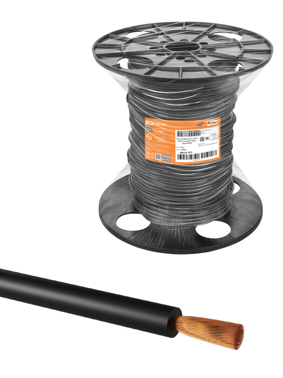 Провод ПуГВнг(А)-LS 1х10,0 ГОСТ на катушке (150м), черный TDM (SQ0124-1873) превью в интернет-магазине электрики Форум Электро в Москве