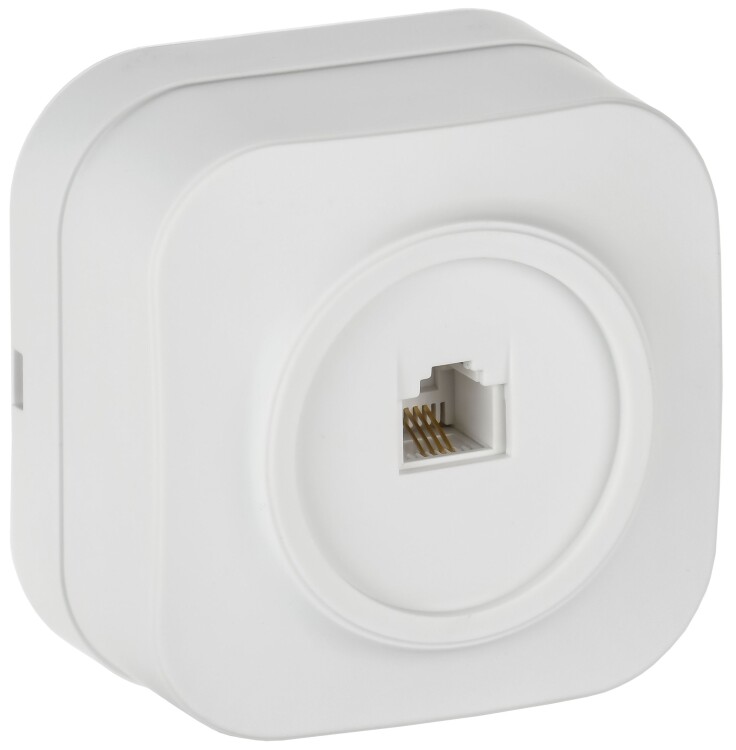 Картинка IEK GLORY Роз. телефонная RJ11 о/у РТ20-ХБм бел. м. (ETH10-K01M) в интернет-магазине Форум Электро в Москве