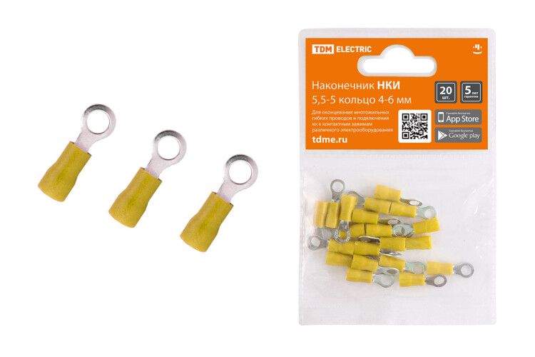 TDM Наконечник НКИ 5,5-5 кольцо 4-6мм (20шт) (=this.property.MANUFACTURERCODE}) фото в интернет-магазине Форум Электро в Москве
