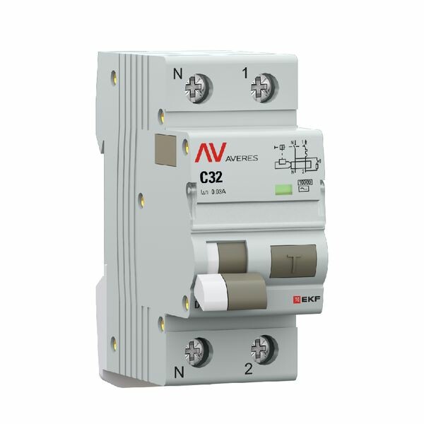 EKF AVERES Дифференциальный автомат DVA-10 1P+N 32А (C) 30мА (AC) 10кА (rcbo10-1pn-32C-30-ac-av) превью в интернет-магазине электрики Форум Электро в Москве EKF AVERES Дифференциальный автомат DVA-10 1P+N 32А (C) 30мА (AC) 10кА (rcbo10-1pn-32C-30-ac-av) превью в интернет-магазине электрики Форум Электро в Москве