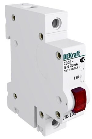 Dekraft Лампа сигнальная на DIN-рейку 1P КРАСНАЯ LED ЛС-101 220В