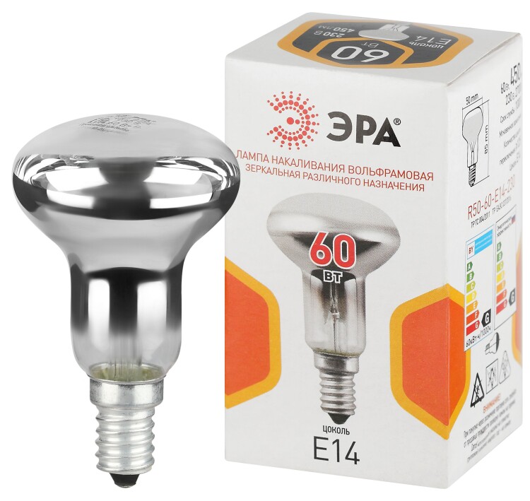 ЭРА Лампа накаливания R50-60-E14-230 60Вт 230В рефлектор цветная коробка E14 (Б0066507) превью в интернет-магазине электрики Форум Электро в Москве