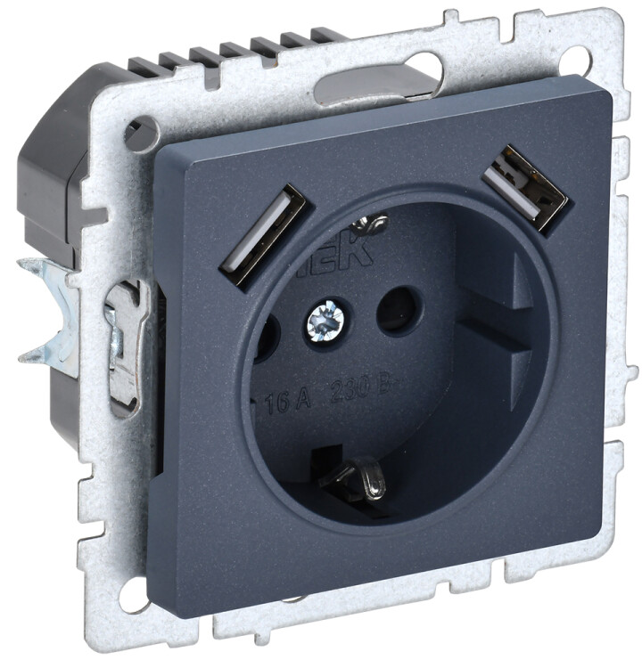 Картинка BRITE Роз. с з/к/ш 16А с USB A+A 2,1А РЮш10-1-БрМ мар. IEK (BR-R14-16-U21-D21-K35) в интернет-магазине Форум Электро в Москве