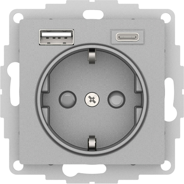 Фотография Systeme Electric AtlasDesign Алюминий Розетка 16А с USB A+C (5В/2,4А/3 А, 2х5В/1,5А), мех (ATN000332) в интернет-магазине Форум Электро в Москве Картинка Systeme Electric AtlasDesign Алюминий Розетка 16А с USB A+C (5В/2,4А/3 А, 2х5В/1,5А), мех (ATN000332) в интернет-магазине Форум Электро в Москве