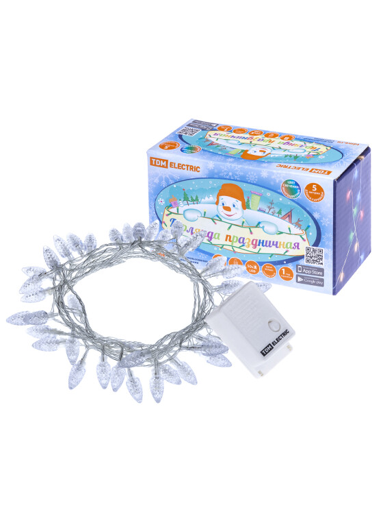 TDM Гирлянда светодиодная "Шишки" 50LED, 5м, 8 режимов, многоцвет., прозр. шнур, 250 В, (SQ0361-0050) превью в интернет-магазине электрики Форум Электро в Москве