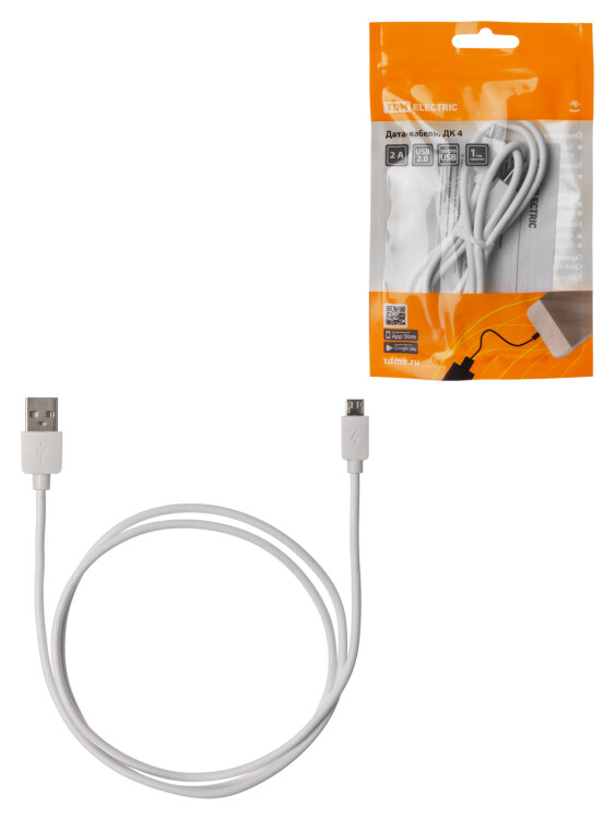 TDM Дата-кабель, ДК 4, USB - micro USB, 1 м, белый, (SQ1810-0304) превью в интернет-магазине электрики Форум Электро в Москве