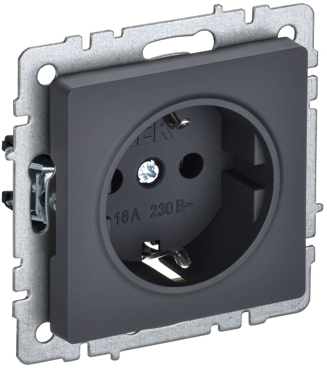 Фотография IEK BRITE BASE Графит Розетка 1-м с/з без защ.штор 16А РС11-1-0-БрГ (BR-R11-16-K53) в интернет-магазине Форум Электро в Москве Картинка IEK BRITE BASE Графит Розетка 1-м с/з без защ.штор 16А РС11-1-0-БрГ (BR-R11-16-K53) в интернет-магазине Форум Электро в Москве