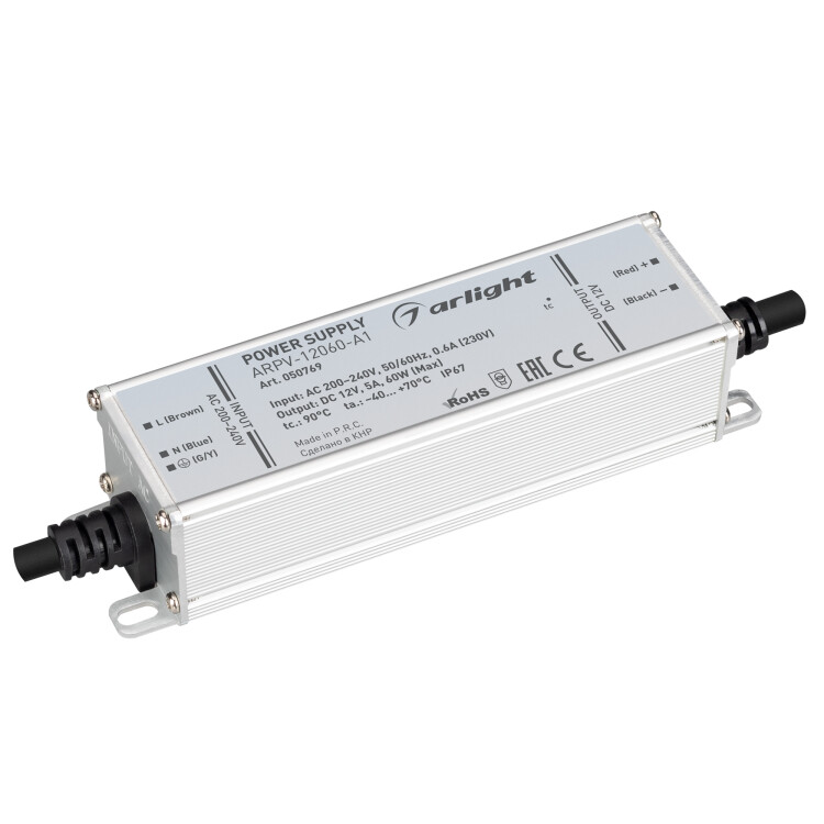 Arlight Блок питания ARPV-12060-A1 (12V, 5.0A, 60W) (IP67 Металл, 3 года) (050769) превью в интернет-магазине электрики Форум Электро в Москве