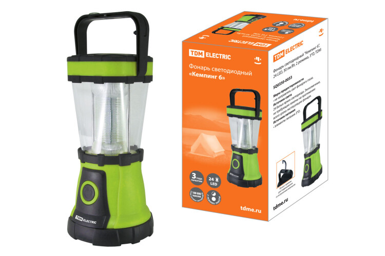 Фонарь светодиодный "Кемпинг 6", 24 LED, 30 лм/Вт, 2 режима, 3*D, TDM (SQ0350-0033) превью в интернет-магазине электрики Форум Электро в Москве