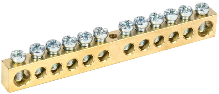 IEK Шина PEN земля-ноль 8х12мм 12/1 (12групп/креп по цент) (YNN20-12-100) превью в интернет-магазине электрики Форум Электро в Москве