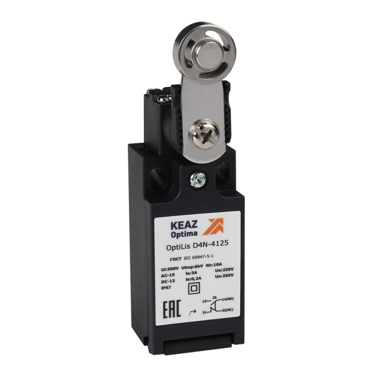 КЭАЗ Выключатель концевой OptiLiS D4N-4125 рычаг металлический с роликом металлическим EN 50047 XCKN2119P20 (365309) превью в интернет-магазине электрики Форум Электро в Москве