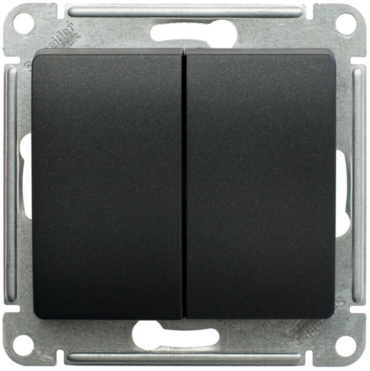 Фотография Systeme Electric Glossa Антрацит Переключатель 2-клавишный, сх.6, 10АХ (GSL000765) в интернет-магазине Форум Электро в Москве Картинка Systeme Electric Glossa Антрацит Переключатель 2-клавишный, сх.6, 10АХ (GSL000765) в интернет-магазине Форум Электро в Москве