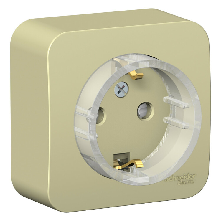 Картинка Systeme Electric Blanca наруж Беж Розетка с/з со шторками, (Компакт) изолир. пластина 16А, 250В (BLNRA111117) в интернет-магазине Форум Электро в Москве