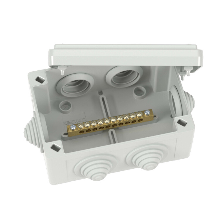 Коробка уравнивания потенциалов, 10 зажимов, 6 вводов  д.25мм, 120х80х50мм, IP55 (NE3110) превью в интернет-магазине электрики Форум Электро в Москве